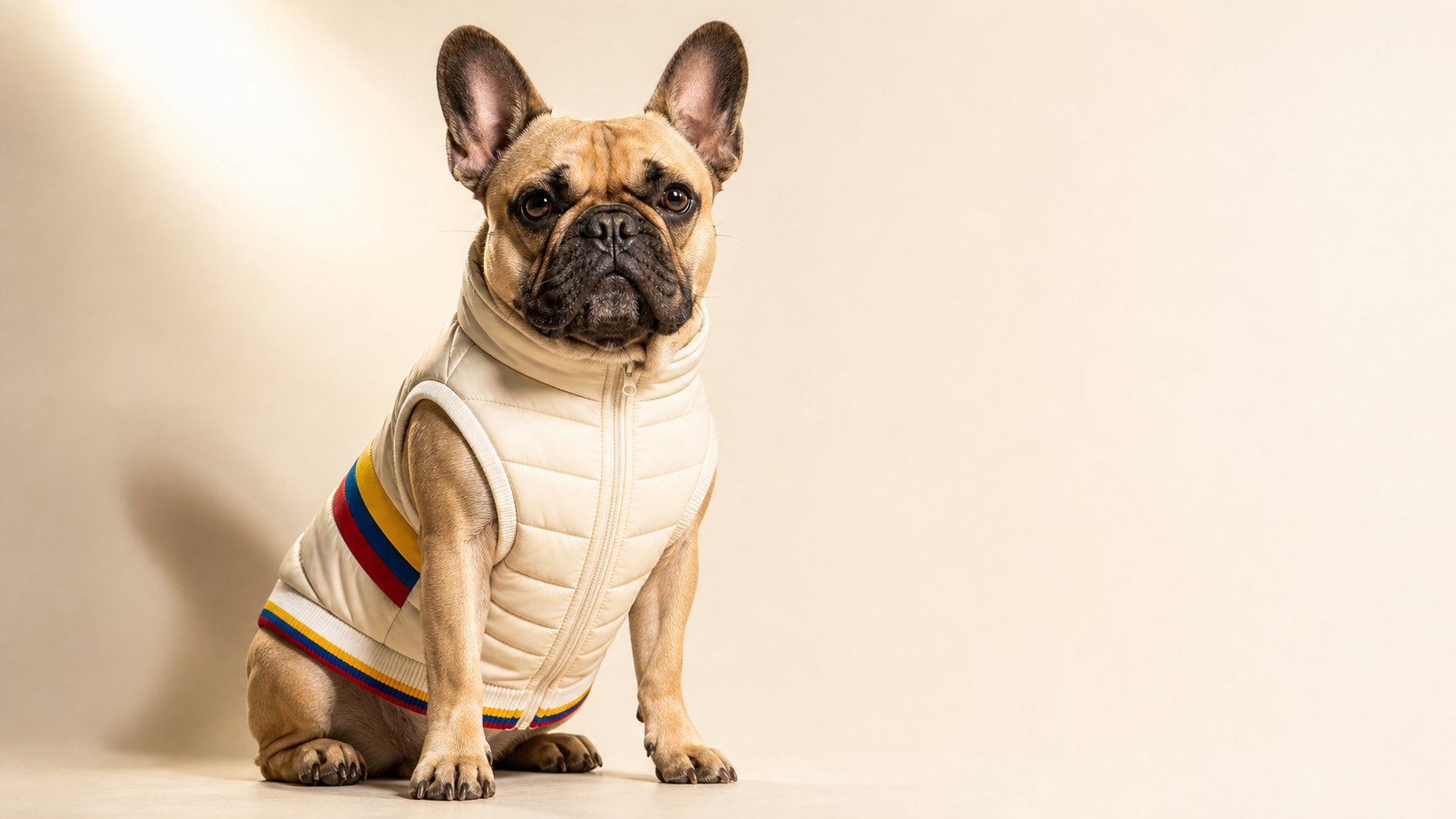 Dotoni Woof — Edición Mundial 2026, chaqueta Tricolor para perros